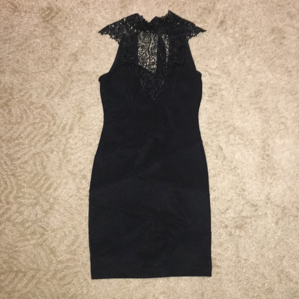Black dress with ribbon neck tie